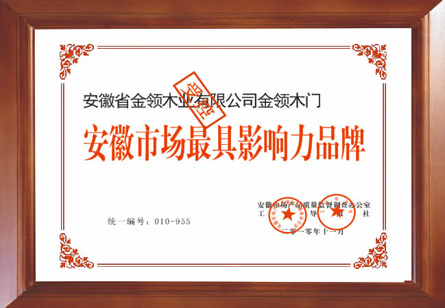 金领木门_企业荣誉