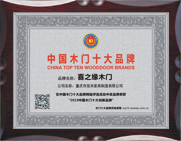 2019年度中国木门十大创新品牌